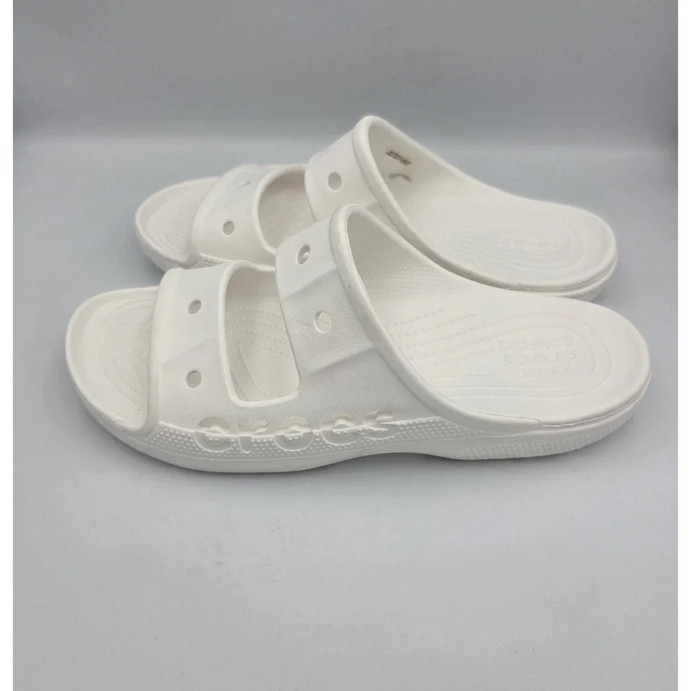 Crocs Baya White Men's Slide Sandals Lightweight Comfort Double Strap Size 12